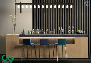 Modern bar chair pendant lamp wine accessories combination 3d model